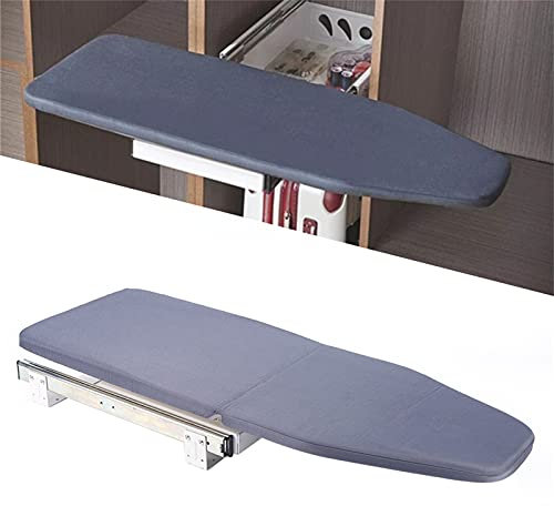 Bügelbrett Bügeltisch Tischbügelbrett 180 Grad Drehen Klappbares Bügelbrett Klein Bugelbrett Ausziehbares Bügelbrett Klappbar Schrank mit stummer Spur und Abnehmbarer Bezug Tuch