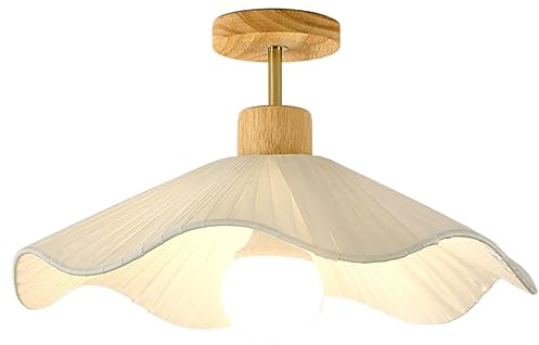 CHUNGYANG Plafonnier Semi-encastré Log Cream, Allée Minimaliste E27 Tissu Éclairage Plafonnier, Luminaire Suspendu Créatif À Tête Unique D'entrée, pour Couloir Chambre Balcon