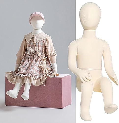 AviiSo Schneiderpuppe 1–9 Jahre alt, Unisex, sitzende Kinderschaufensterpuppe, mit biegsamen Beinen, abnehmbarem Kopf und Arm ( Size : 1 Years Old )