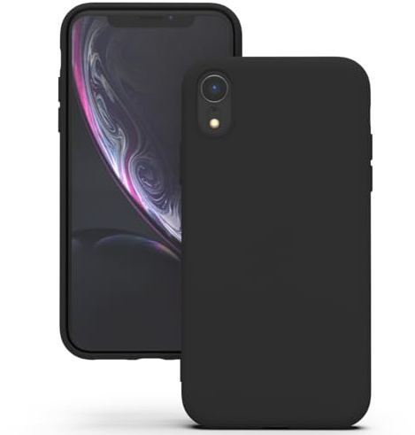 YATWIN Hülle für iPhone XR, Silikon Handyhülle mit Futter, 1mm Kamera und Displayschutz, Dünn & Leicht, Anti Kratzer Case, Schwarz
