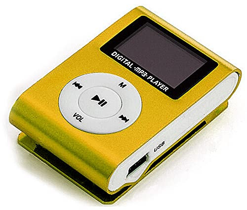 MP3 player,HUIOP Mini Portable MP3 Music Player Metal Clip-on MP3 Player with LCD Screen Support TF Card Wide Application Gold,Music Player