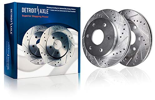 Detroit Axle - Rear Brake Rotors for Cadillac Escalade ESV Silverado 1500 LD LTD Suburban Tahoe GMC Sierra 1500 Limited Yukon XL, Drilled and Slotted Disc Brake Rotors Replacement : 13.58 inch Rotor
