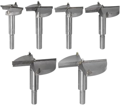 HARFINGTON Forstnerbohrer-Set, 40-80 mm, große Forstnerbohrer, Wolframkarbid-Forstner-Bits, Öffner für Scharnierlochbohrungen, Holzbearbeitung, 6-teilig