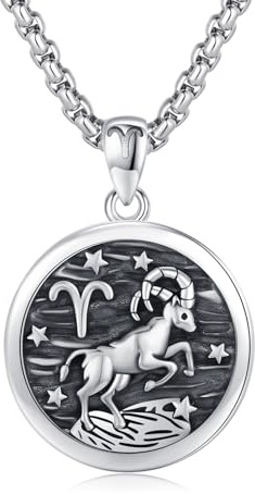 REDSUN Segno zodiacale Ariete collana in argento Sterling 925 con segno zodiacale astrologico ciondolo con segno zodiacale per uomini e donne
