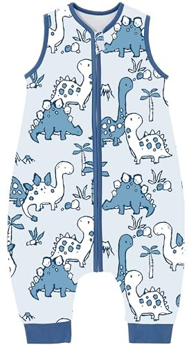 Chilsuessy Baby Schlafsack mit Füße 1.5 Tog Ganzjahres Schlafsack Baby Schlafsäcke ohne Ärmeln Babyschlafsack mit Beinen für Säugling Kinder, 1.5 Tog/Kaninchen Garten, 70cm/Baby Höhe 80-90cm