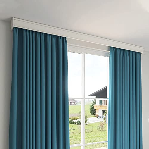 Bastone per tenda a doppio binario regolabile con mantovana per soggiorno camera da letto lunghezza personalizzabile montaggio a soffitto o parete bianco avorio