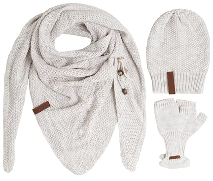 KNIT FACTORY - Coco Triangle Scarf, Coco Beanie & Cleo Gloves - Damen Winterset