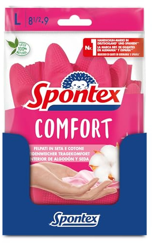 Spontex Comfort, Haushaltshandschuh für optimalen Schutz und Komfort, Größe L, 12 Paar