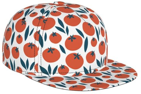 Cappelli snapback con stampa di pomodoro carino per uomo e donna, cappello da baseball regolabile con visiera piatta nero