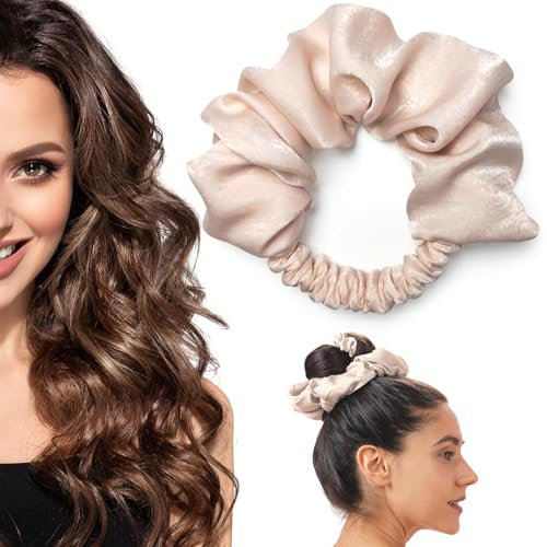 Moguri Bigodini senza calore, bigodini senza calore, per dormire, senza riccioli termici per capelli lunghi, scrunchie, beige