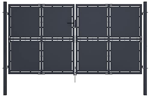 Sufrk Gartentor Doppelstabmattenzaun Tor Garten TüR GartentüRen Stahl 300 x 150 cm Anthrazit
