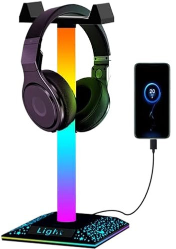 WUTIANBAO Supporto Cuffie Porta USB Supporto per Cuffie da Gioco RGB Supporto per Cuffie Leggero per Accessori per Cuffie Supporto per Cuffie da Gioco per PC Universale per Cuffie