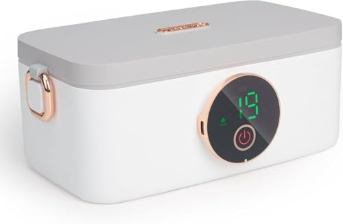 getuse Lonchera autocalentable de 1 litro, lonchera eléctrica inalámbrica portátil con batería de 16000 mAh, capacidad de 1000 ml para oficina, coche, viajes