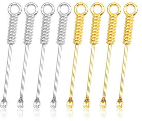 Lotsdonxia Juego de 8 mini cucharas de rapé – Juego de vajilla multiusos de oro y plata, cucharas de medicina y polvo con diseño de collar colgante