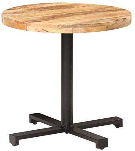 Xichuzi Bistrotisch, Stehtisch, Balkontisch, Partytisch, Biertisch, Beistelltisch, Bierkasten Tisch, Rund Ø80x75 cm Raues Mangoholz