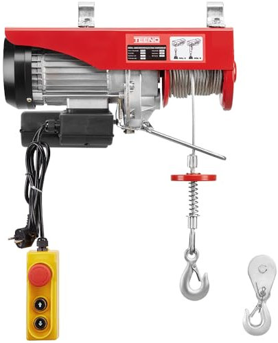 TEENO Palan électrique 1800W, Surcharge Ascenseur Treuil électrique 220V, Suspension Simple et Double 500KG/1000KG,6 m/min |12 m/min Rouge (500/1000KG)