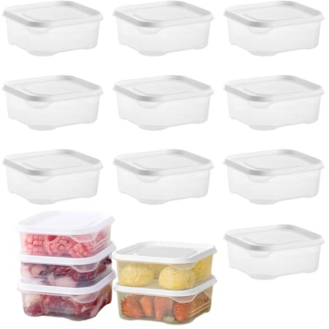 duisoad 10 Pezzi Contenitori Ermetici per Alimenti Contenitori Alimenti Contenitori per Alimenti in Plastica per Insalate, Marmellate, Verdure, Carne, Riutilizzabili, Senza BPA, 13.8 x 13.8 x 5.4cm