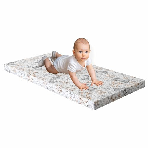 PillowPrim Kindermatratze 60x120 cm - Matratze für Kinderbett - Oeko Tex Zertifiziert - Optimale Matratze für Kinder - hautfreundlicher Bezug abnehmbar und waschbar – Das Zebra und der Löwe