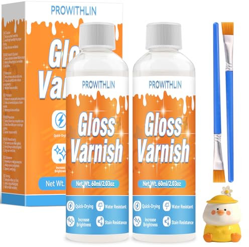 60ml*2 Air Dry Clay Glaze with 2 Brushes, Glossy Clay Varnish for Air Drying Clay, Ceramic, Oil Paint & Wood, Waterproof, Crack, Scratch & Wear Resistant, Clay Varnish for Crafts & DIY Projects