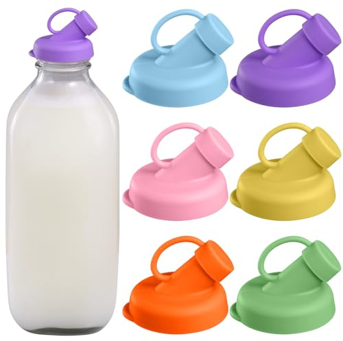 Silicone Glass Bottle Replacement Caps,48mm Diameter Pour Spout Lids, Replacement Lids Fit Stanpac & Libbey & Stock Your Home & The Dairy Shoppe, Reusable and easy to clean bottle caps