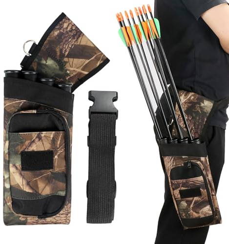 Sparklenut Seitenköcher, 4 Röhren Canvas Bogenschießen Tasche, Outdoor Jagd Pfeilköcher Taille Span Bogenschießen Zubehör Bogenschießen Tasche (Umgekehrte Pfeilkapsel)