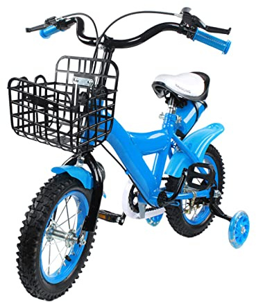 Eieblek Vélo pour enfant, 30 cm (12), avec roues de soutien et garde-boue, pour enfants, hauteur réglable 6 cm, pour garçons et filles de 2 à 4 ans et plus, couleur bleu