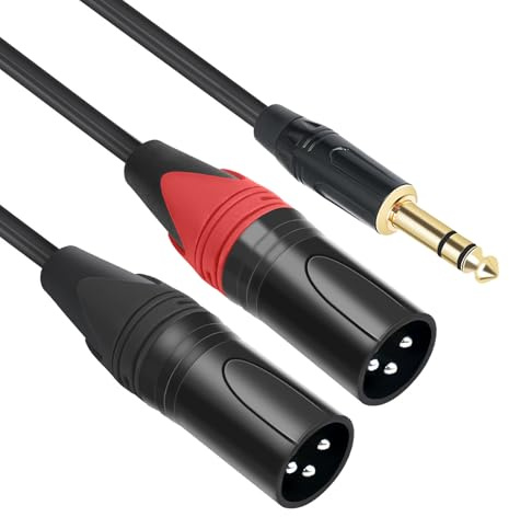 Kmuqshy 3.5mm auf XLR Kabel Y Splitter, Stereo Audio XLR Adapterkabel, 1/8 Zoll auf Dual-XLR Männlich zu 3,5mm TRS Männlich Unbalanced Audio Kabel für DSLR Kamera, Smartphone, Laptop, Mic, 1,5 Meter