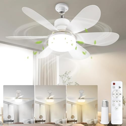 VIMAZ Ceiling Fans with Lights and Remote,40W LED Ceiling Fan Light,20.47 E27 Light Bulb Fan Dimmable with 6 Blades,3 Speeds,3 Colors 3000K-6500K,Timer,Fan Lights Ceiling for Bedroom Office