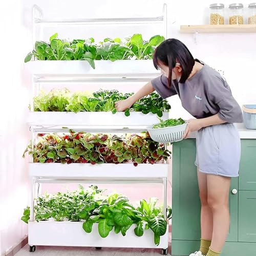 Torre idroponica, sistema di coltivazione idroponica da giardino a 48/64 fori, con luce a LED, spazi per piantare verdure, aeroponica, kit per la coltivazione di erbe, frutta e verdura