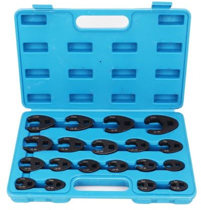 veco chajor Juego de llaves combinadas de 19 piezas, llaves combinadas de acero CR-MO de 1/2 3/8, accionamiento cuadrado exterior, 8-32 mm, caja de almacenamiento portátil