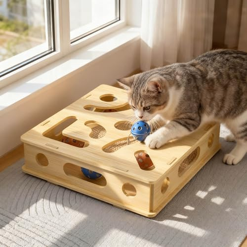 Generisch Interaktives Katzenspielzeug & Leckerli-Spender - Intelligenzspielzeug zur Selbstbeschäftigung, Fummelbrett für Katzen, langsames Fressen & Beschäftigung gegen Langeweile (Stil 1)