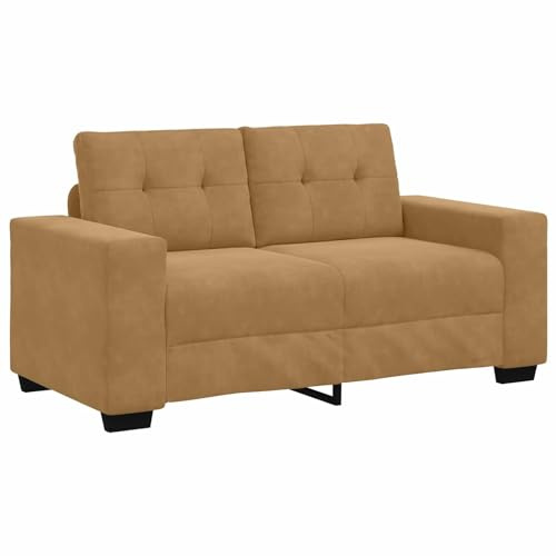 LoogCape Zweisitzer-Sofa, Braun Samt, 160 cm breit, mit Kissen, Robustes Holzgestell, für Wohnzimmer Schlafzimmer, bequemes Relaxsofa
