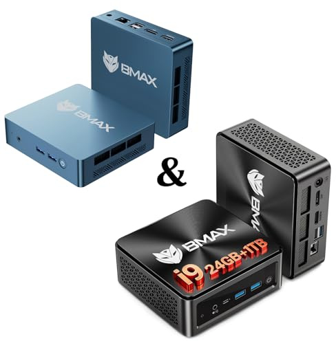 BMAX Bundle: Mini PC Ufficio Win 11 Pro B2 Power Celeron e B9 Power Intel Core i9 - Soluzione Completa per Lavoro e Gaming - Set base e ad alte prestazioni