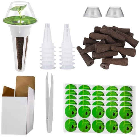 125PCS spugne per crescita Kit di Baccelli di Semi,sistema di coltivazione idroponico con 12 cesti per piante, 50 etichette, 12 cappe,50 spugne di ricambio Kit per Coltivare Qualsiasi Cosa(A)