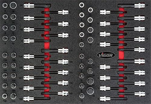 VIGOR Schraubendrehereinsatz-Satz, V4753, 1/2″, T Profil, Länge 563 mm | Antrieb 1/2 Zoll (12,5 mm) Vierkant hohl, Abtrieb T Profil, Innensechskant Profil, Länge 563 mm, Breite 393 mm, Höhe 35 mm