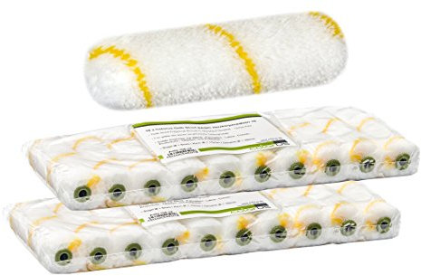20 rotoli da pittura a filo giallo, 10 cm, piccolo pelo da 12 mm, rullo da pittura, rullo per pittura da parete e colori per facciate