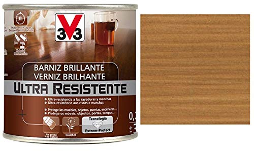 V33 - Barniz ultra resistente brillante roble oscuro 0,25l
