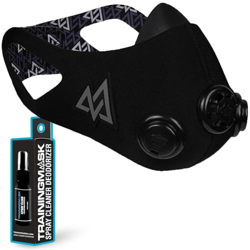 TRAININGMASK Elevation 2.0 Blackout + Spray Clean - Multi-Patented with Clincal Studies for Stamina, Endurance, Running and More! (Small)