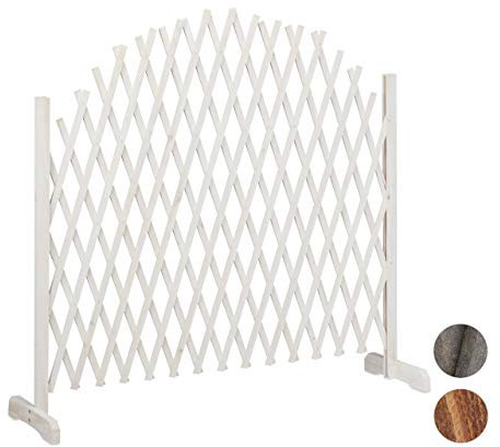 Relaxdays Wooden Trellis, Extendable, Freestanding, Garden Lattice, Balcony Climbing Aid, White