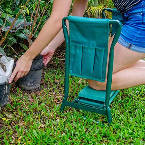Garten-Kniebank, tragbarer Klapphocker, Bank, Stuhl und Sitz mit 2 Werkzeugtaschen, Gartenarbeitssitze, dickes EVA-Schaumpolster, stabiles Stahlrohr, praktischer Sitz für Gartengeräte, Gartenwagen