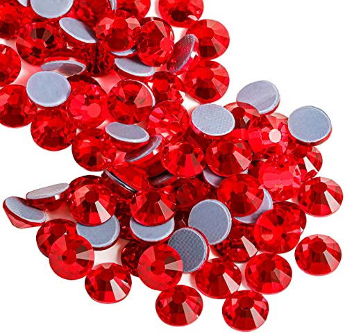 Beadsland Hotfix Pedrería, 1440pcs Flatback Crystal Rhinestones para manualidades Ropa DIY Decoraciones, Siam ligero, SS20, 4.6-4.8mm