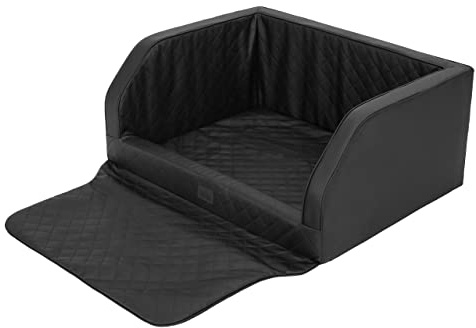 Hundeautositz, Hundebox, Hundebett, Transportboxen, Rückbank, Hundedecke, Kofferraum, für große und mittelgroße Hunde, Schwarz Kunstleder, (92x70x39 cm)