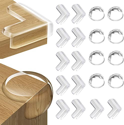 FUHOMI 20 PCS Coin de Table Protection Bebe Protection Protege Coin de Table Bebe Meuble Bébé Protection Angle de Table avec Une Super Colle Améliorée, pour Securite Enfant Sécurité Domestique