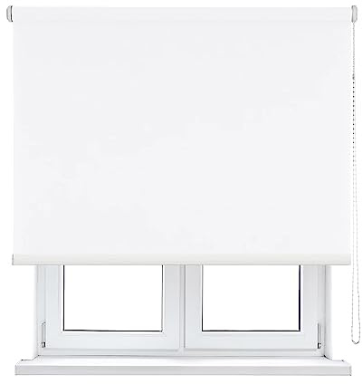 Estor Enrollable Translúcido Liso - Persiana 100% Poliéster Resistente a la Humedad y Los Rayos UV, Instalación Sencillo 90X200CM (Blanco)