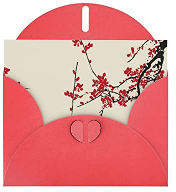 Grußkarte mit japanischem Blumenmuster, Kirschblüten-Druck, leere Karten mit weißen Umschlägen, lustige Geburtstagskarte, Dankeskarten, 10 x 15 cm
