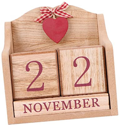NAMOARLY Holzkalender Ewiger Kalender Kreatives Holz-dekorationselement Mit Manuellem Datum Europäischer Landhausstil Als Fotografie Requisite Und Wohnaccessoire Rot