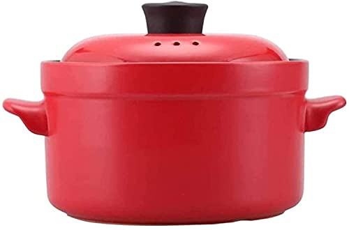 SUNMME Casserole Dish With Lid Ceramic Casserole Dish With Lid Soup Pot High Temperature Heat Multifunction,4L (Color : Yellow) (Red)