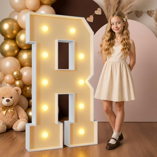 Mixifox 4FT Large Light Up Letters for Birthday Decoration Giant Letters R