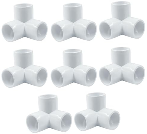 Biaungdo 1/2 PVC Pipe Fitting, 3 Way Elbow Connector, White, 8 Pcs