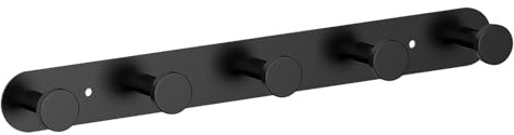 Loputon Garderobenhaken Edelstahl, Kleiderhaken Wand, wandgarderobe für Schlafzimmer Bad Küche, wandhaken mit 5 Haken (Schwarz)